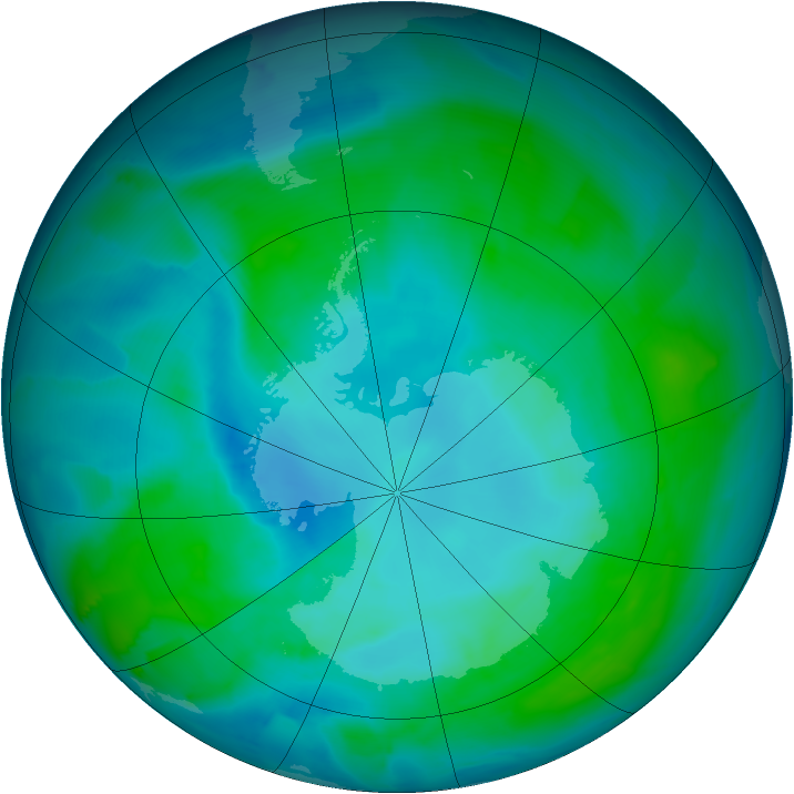 Antarctic ozone map for 17 January 2014